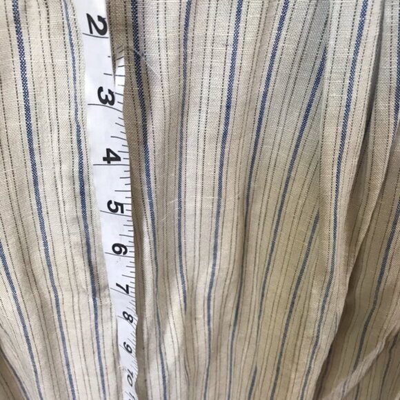 Dior Vintage 80s Linen Striped Loose Fit High Waist Pants Straight Leg Neutral - Picture 12 of 16